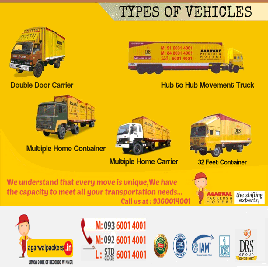 Type of vehicles - Agarwal Packers and Movers