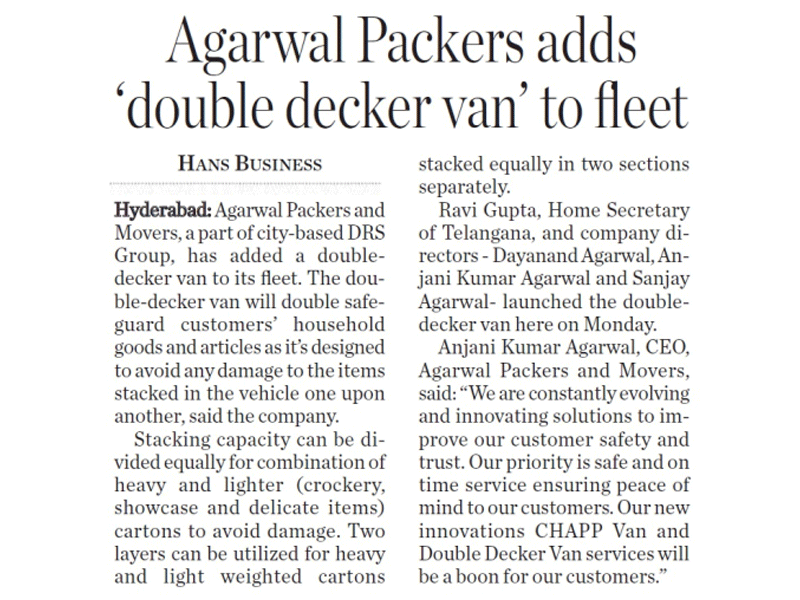 Press Release - Agarwal Packers and Movers