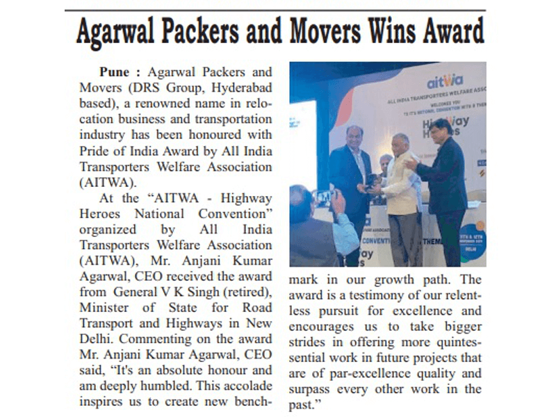 Press Release - Agarwal Packers and Movers